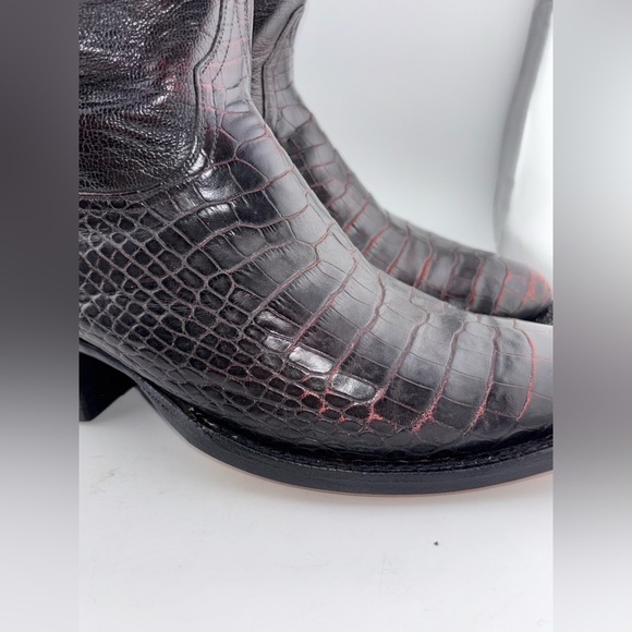 Men's Cowboy Exotic Handmade Black Jack 8D Caiman Belly Black Cherry $1300 MSRP​ - Picture 5 of 13